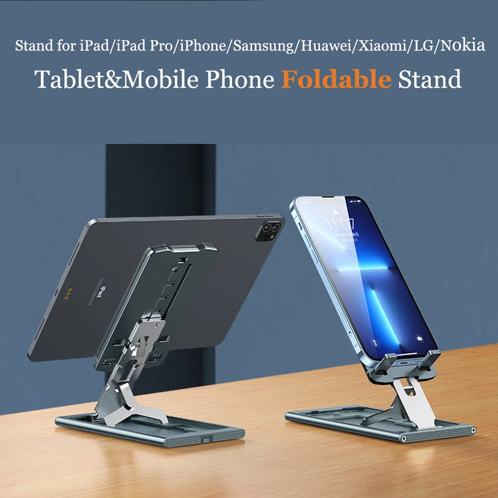 

Ultrathin Aluminium Alloy Tablet Stand for iPad/iPad Pro/Samsung Tab Adjustable Foldable Holder for iPhone/Samsung Mobile Phone