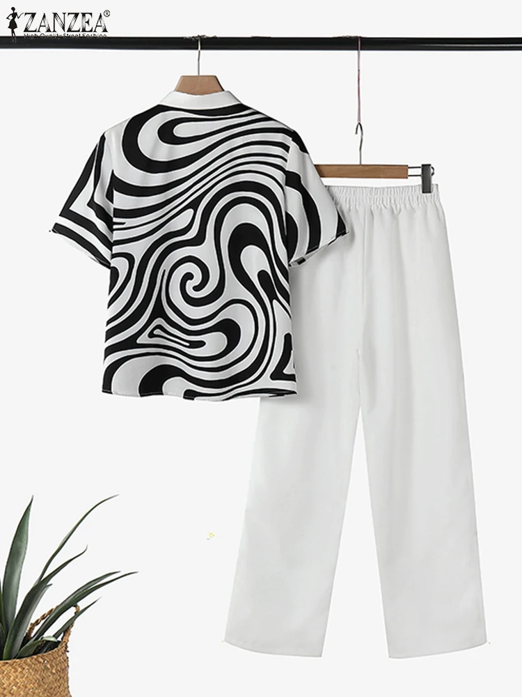 Топ ZANZEA женский с мраморным принтом модный Свободный Повседневный брючный