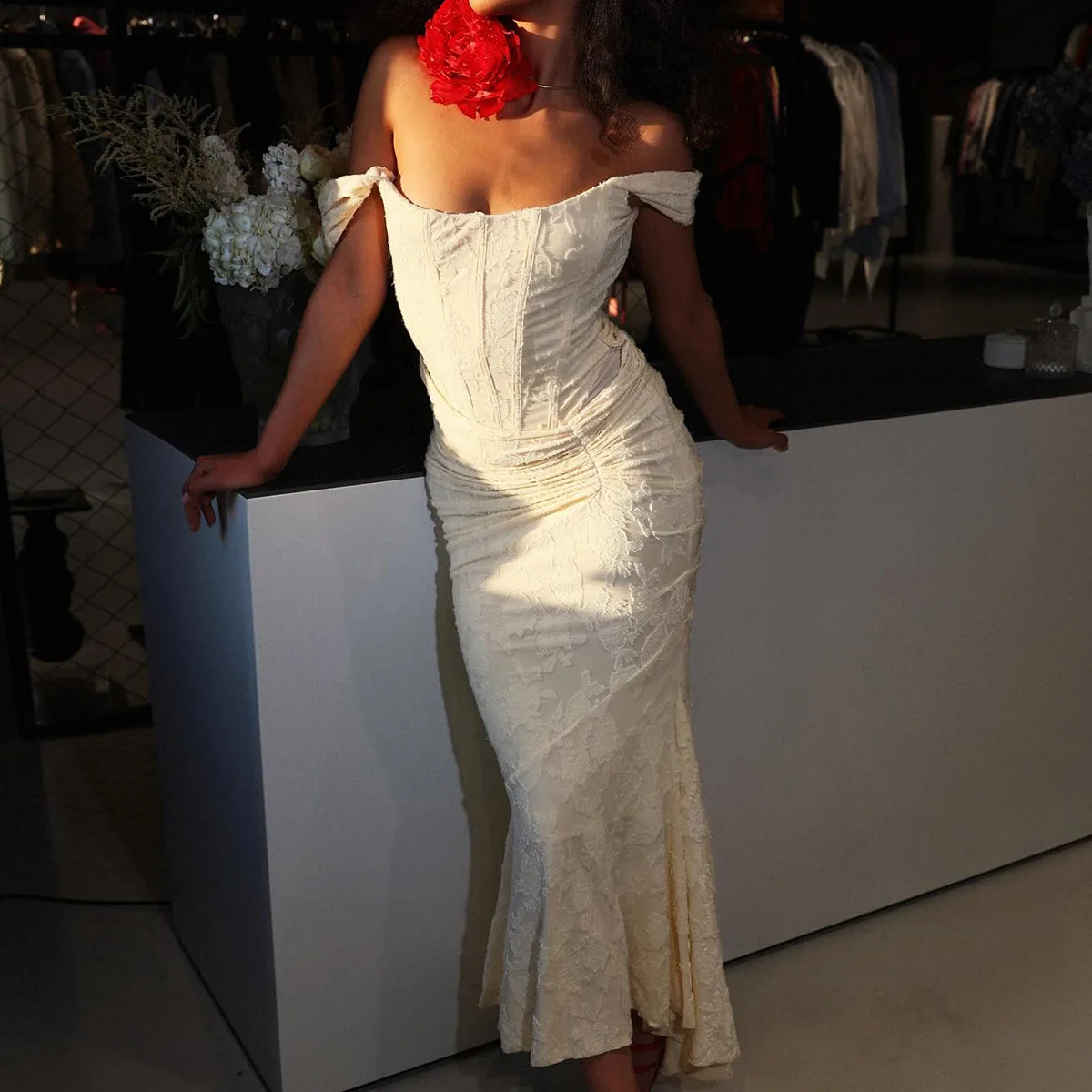 Элегантное кружевное платье-корсет макси женское летнее облегающее платье без