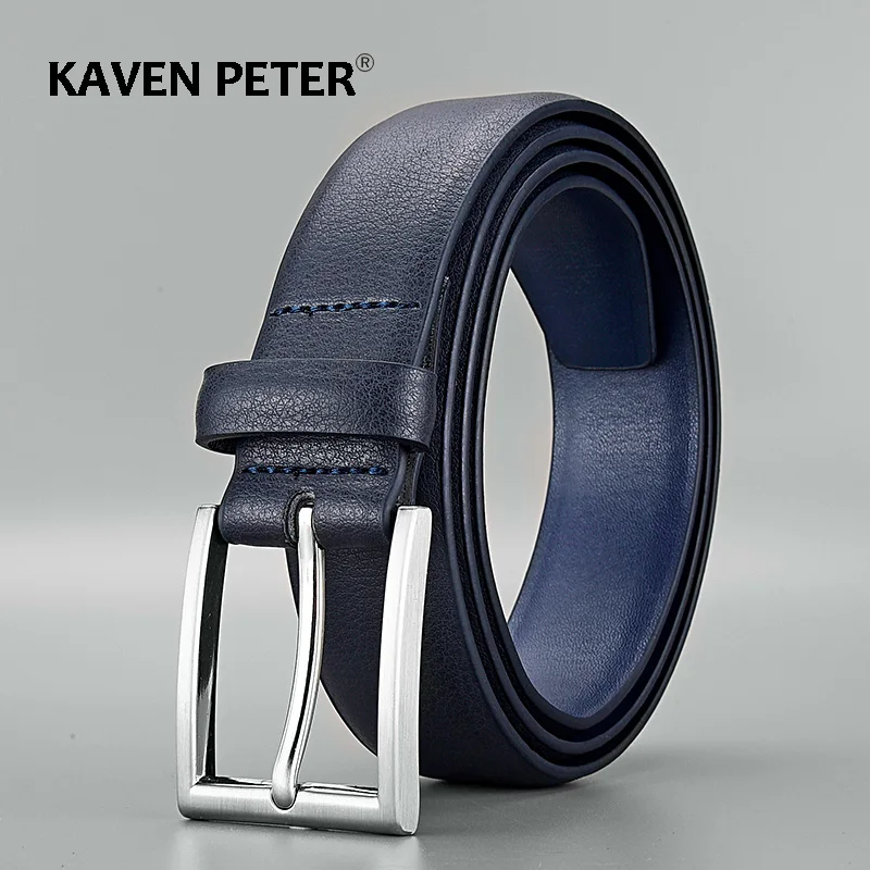 Fashion Men's Blue Belt Casual Strap Male Jeans Designer Trouser Belts Pu Leather Pin Buckle Waist  Belt High Quality: