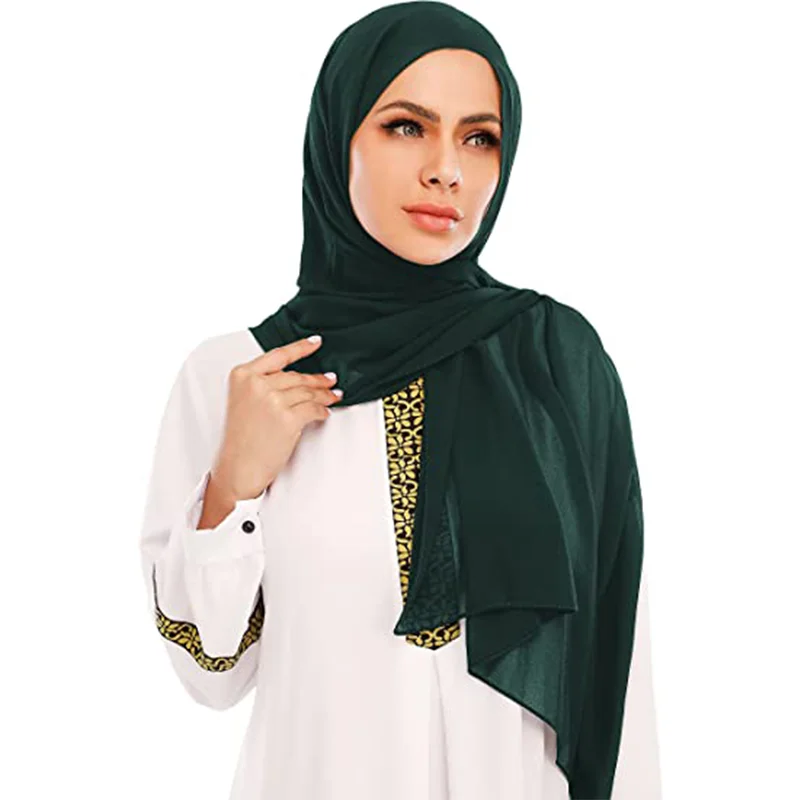 Chiffon Plain Hijab Scarfs for Muslim Women Matching Abaya Set Solid Color Head Shawl Scarves Wrap Scarves Islamic Headscarf