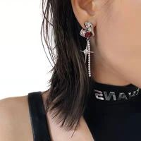 2022 lava heart four stars tassel earring for women girl korean fashion hip hop punk vintage niche design party gift jewelry