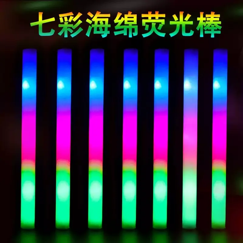 Фото Набор светящихся палочек LED (12/15/30/60 шт.): разноцветные RGB-палочки из пены для вечеринок, Рождества, дней рождения, свадеб и праздников №1