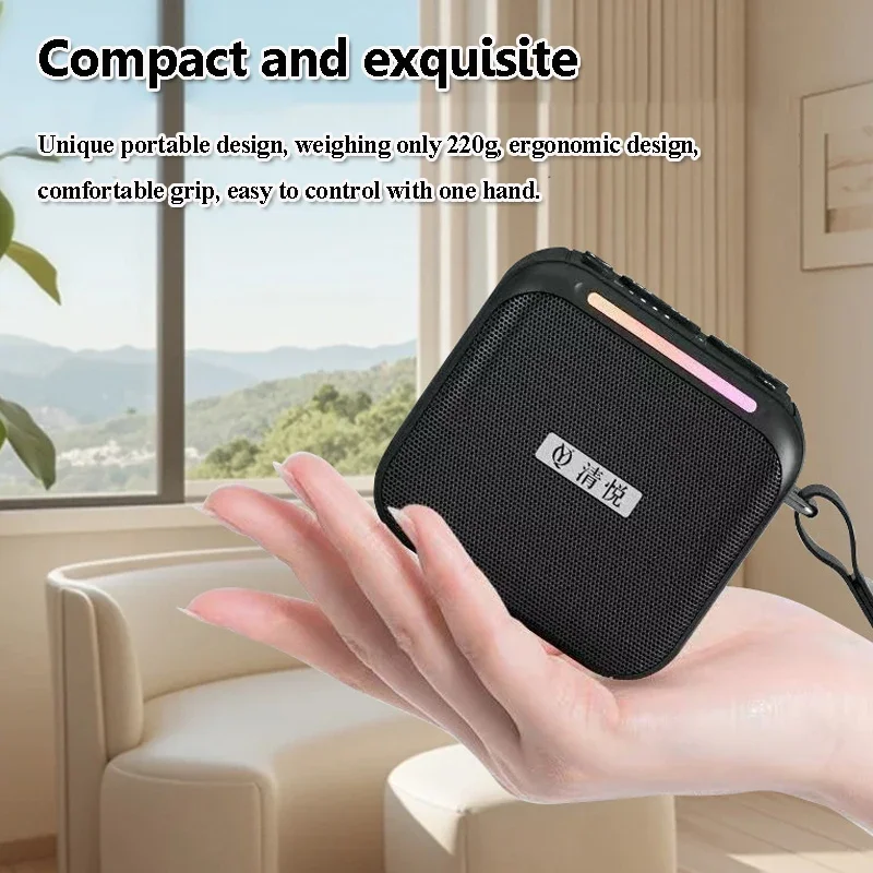 Фото Миниатюрная беспроводная Bluetooth 5.3 колонка с FM-радио, Hi-Fi звуком, перезаряжаемым аккумулятором, диктофоном, RGB-подсветкой, поддержкой двух TF-карт и воспроизведением через AUX №3