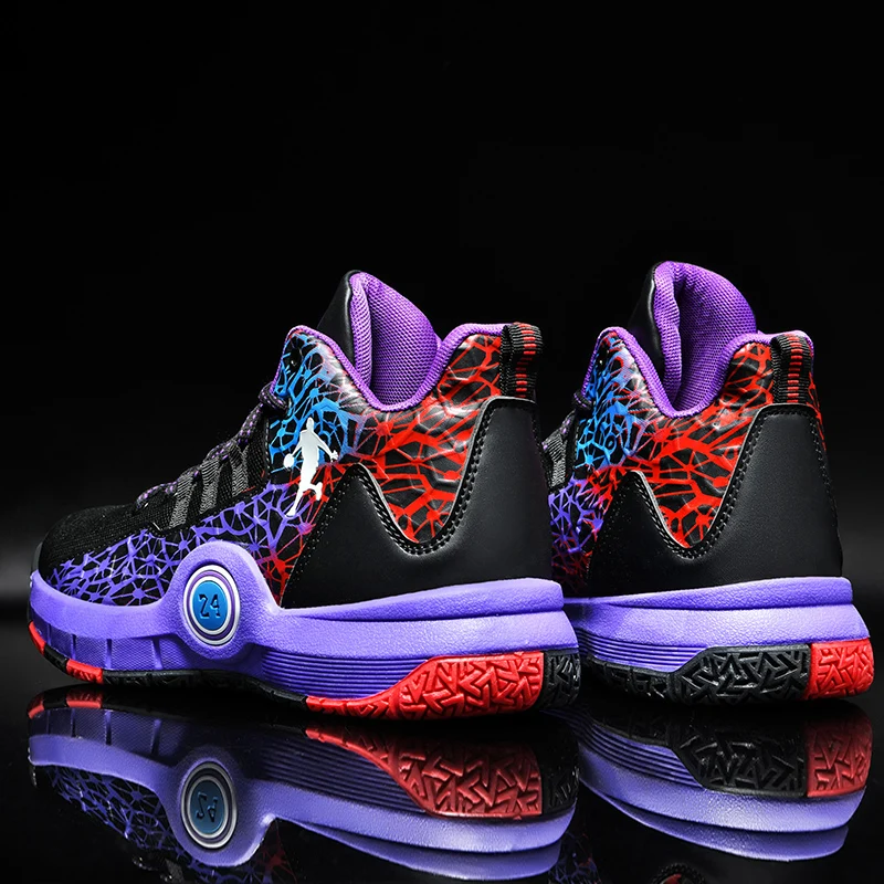 Men's Breathable Basketball Shoes Fashion Non-Slip Combat Sports Shoes Shock Absorption Student Training Sports Shoes Size 31-45