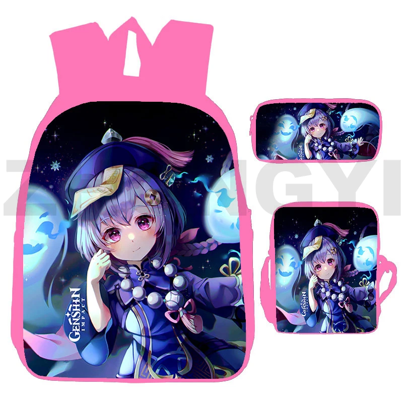 

2022 модные ударопрочные рюкзаки 3D Genshin, 3 шт./компл., многофункциональные Молодежные сумки для книг в японском стиле для девушек, вместительны...