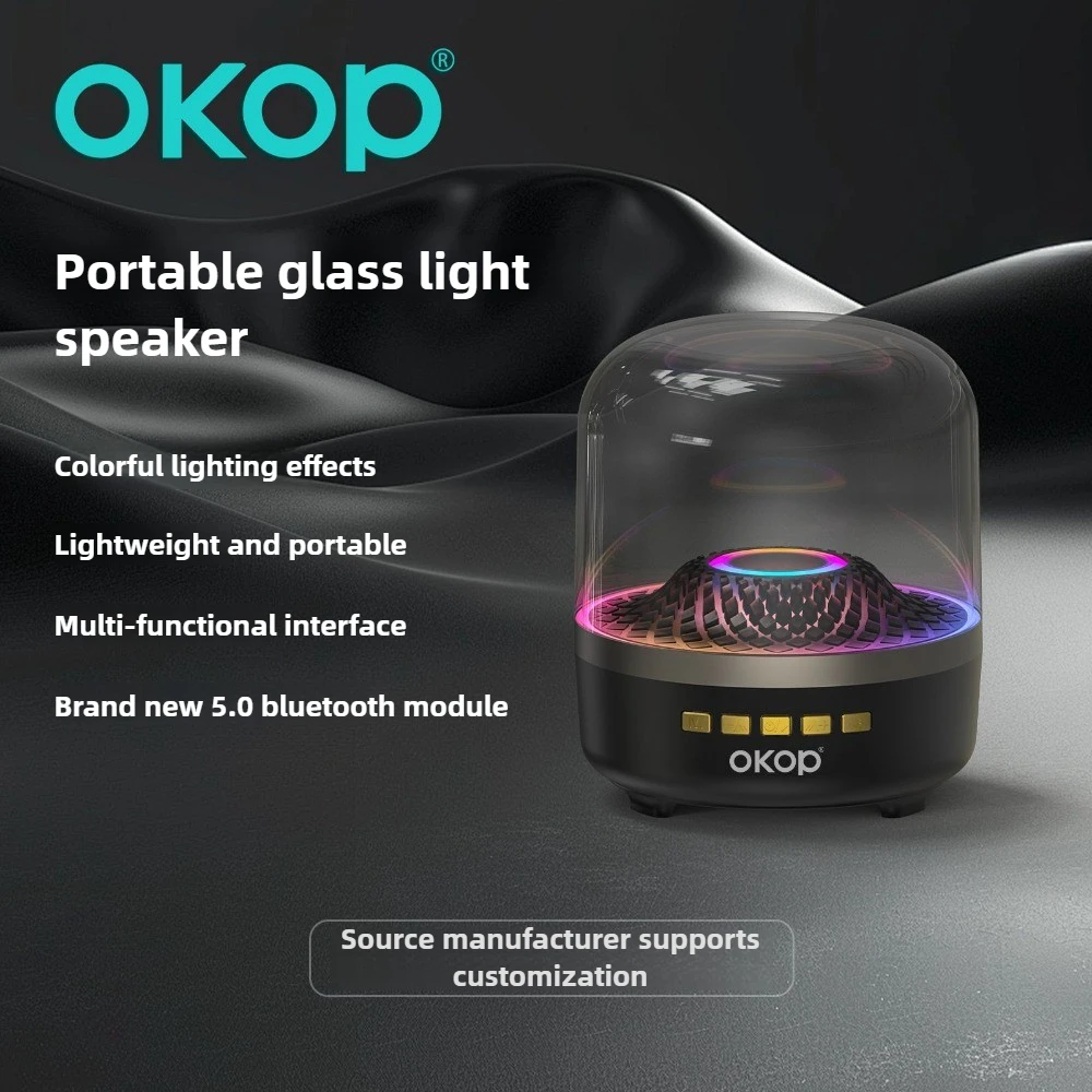 Фото Bluetooth-динамик OKOP, беспроводной Bluetooth-аудио, домашний настольный RGB-ночник, сабвуфер, многофункциональный атмосферный динамик №2