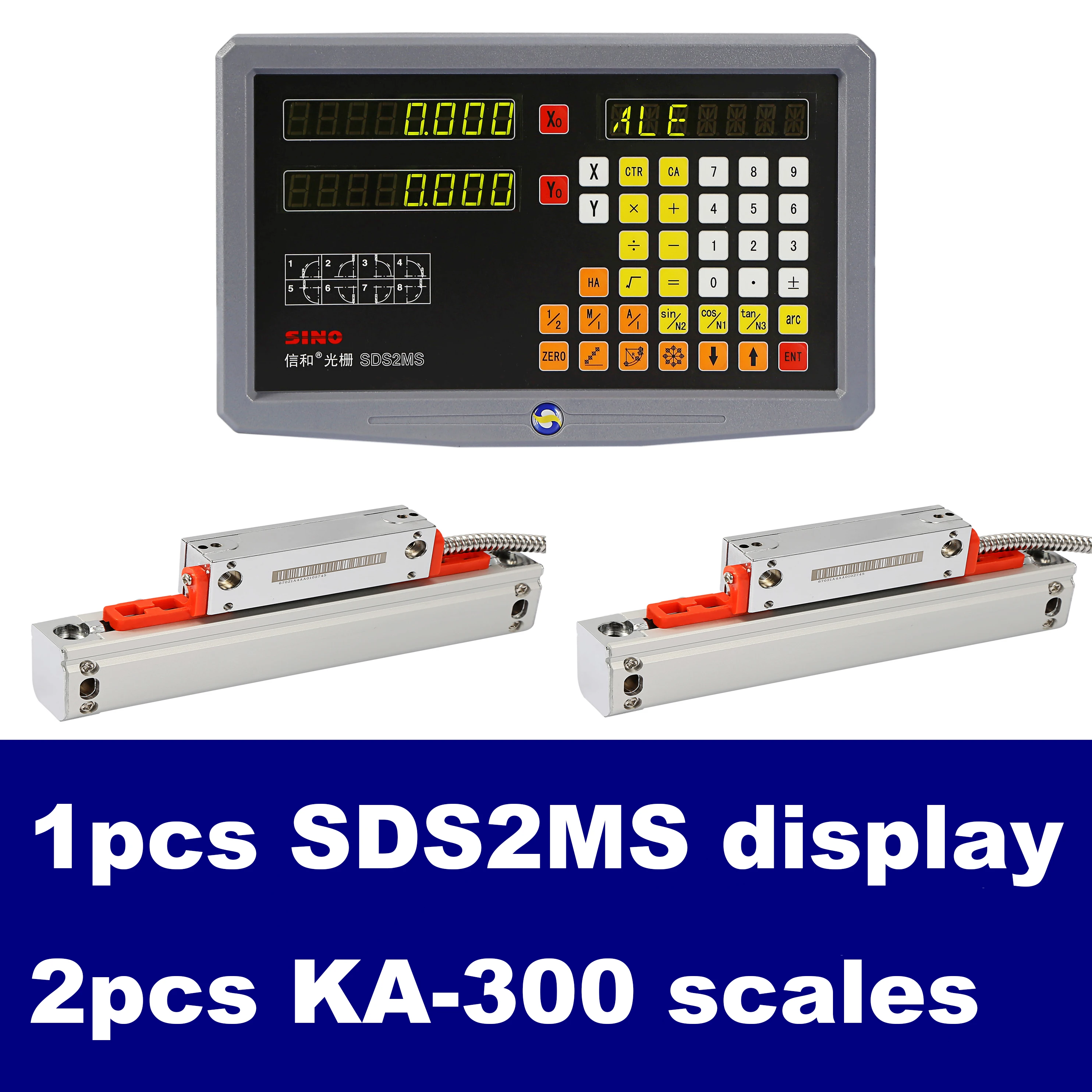 

Sino SDS2MS 2-осевой цифровой индикатор + 2 шт. SINO KA300 линейная шкала