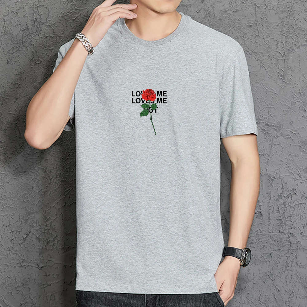 

Love Yourself Print Mens Tee Shirts Classic Soft Hip Hop Tshirts Sports Cotton Short Sleeve Basic Comfortable T-Shirt For Men