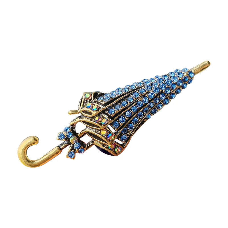 

Creative Inlaid Full Rhinestone Cartoon Umbrella Brooches For Women Men Elegant Clothing Suit Coat Accessories Party Jewelry