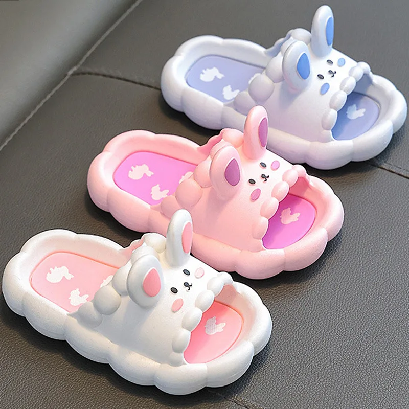 Summer Children's Slippers Cute Cartoon 3D-Rabbit Slippers Breathable Non-slip Home Bathroom Baby Beach Sandals Toddler Shoes