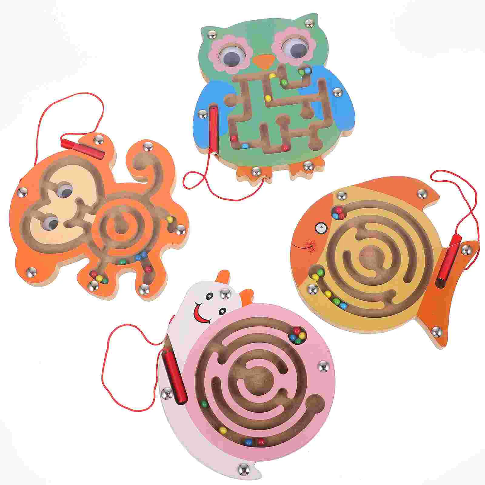 

Magnetic Ball Balls Maze Educational Toy Wooden Rolling Beads Creative Early Funny