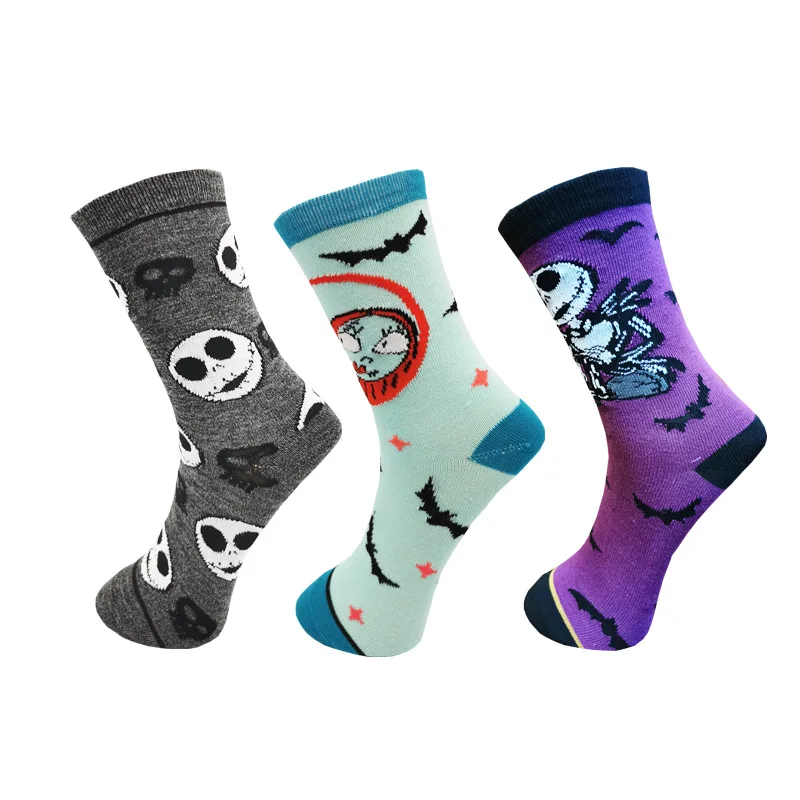 

New Disney Jack Skellington Mid-tube Stockings for Halloween The Nightmare Before Christmas Cotton All-purpose Socks for Adults
