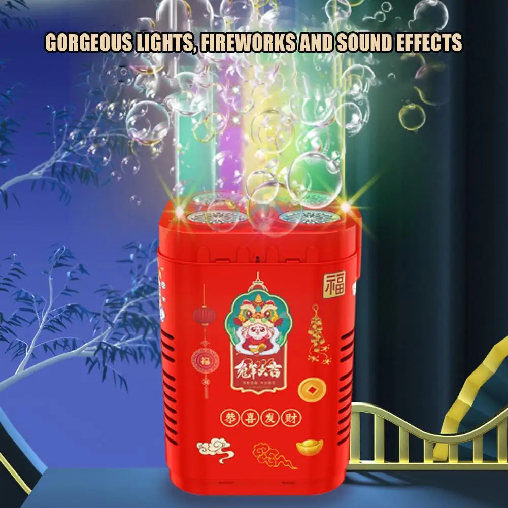 

48 Holes Automatic Fireworks Bubble Machine With Flash Lights Sounds For Kids Outdoor Toys Pro Party Festival Celebrate Bubble