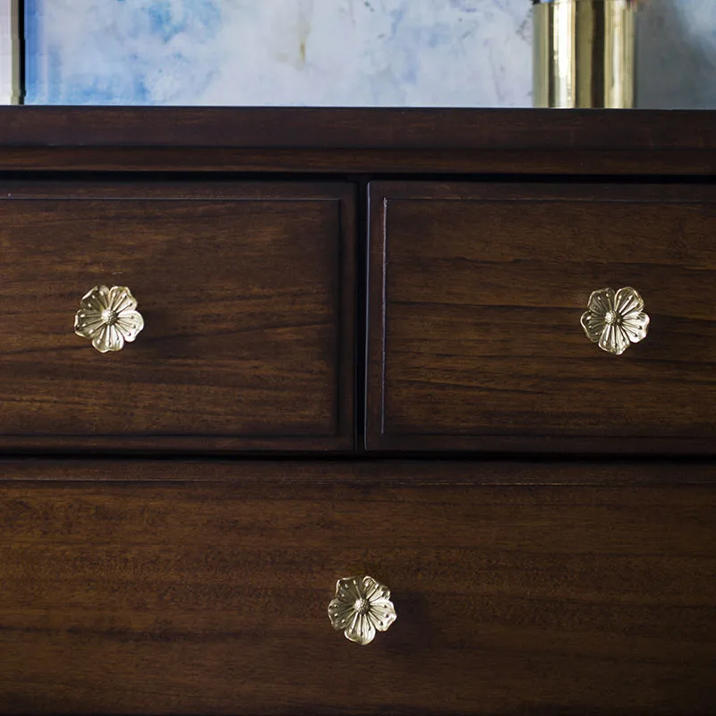 retro brass golden cabinet knobs copper plum blossom flower knobs and pulls kitchen door handles for furniture hareware free global shipping