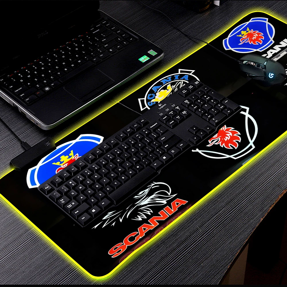 scanias truck led mouse pad rgb rug mouse mat laptop pc gaming accessories keyboard mat play mat with backlight for bears pc free global shipping