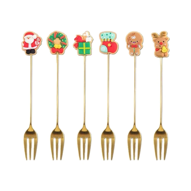 

6pcs/set Christmas Spoons Coffee Dessert Spoon Teaspoons for Home New Year Xmas