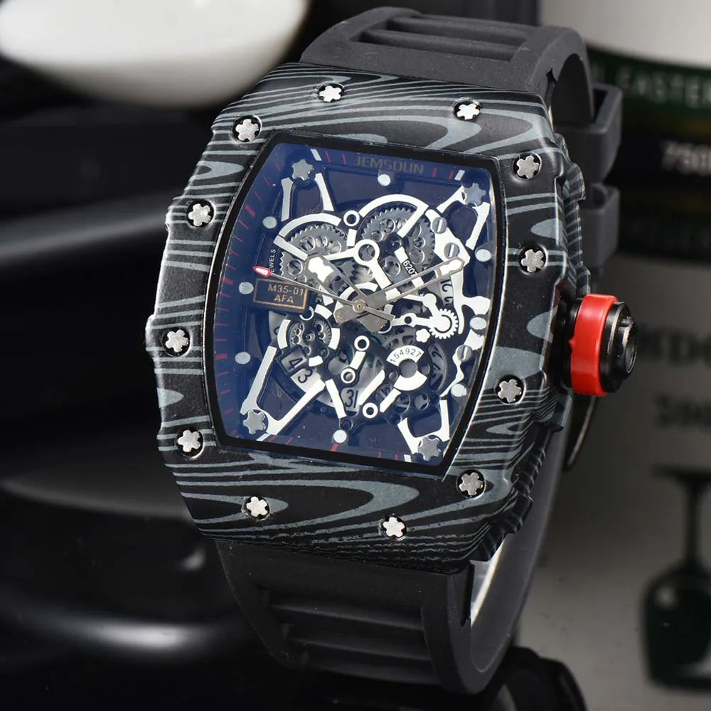 

Часы мужские Tonneau оригинальные, модные классические Кварцевые водонепроницаемые с полым механизмом и автоматической датой, часы AAA