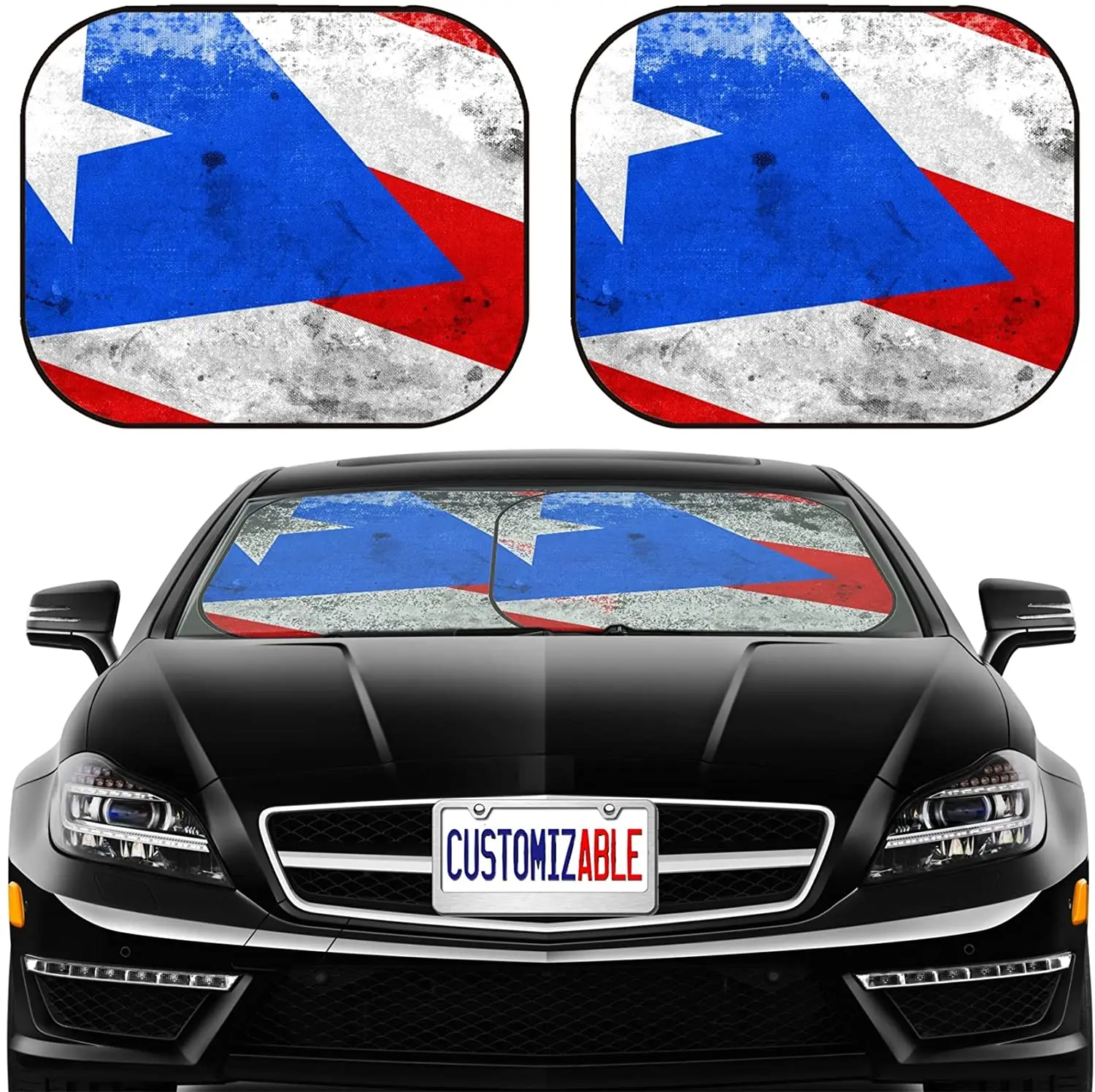 

Car Sun Shade Windshield Sunshade Universal Fit 2 Pack, Block Sun Glare, UV and Heat, Protect Car Interior,