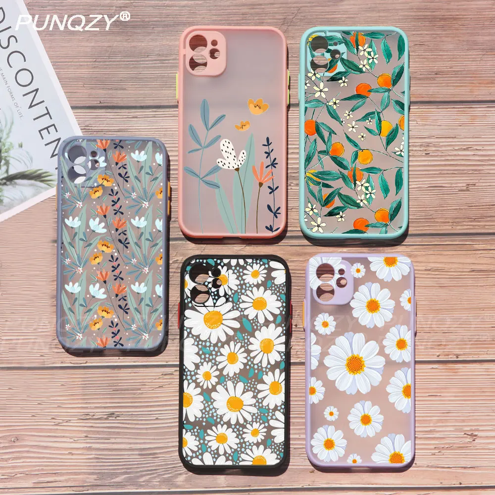 

Spring floral Summer daisy Phone Case For iPhone 14 pro 13 Pro Max 11 Pro Max 6S 8 7 Plus 12 Pro XS X XR Hard PC Silicone Cover