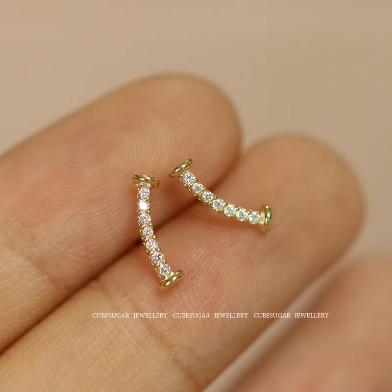 

Персонализированные простые серьги с изогнутой улыбкой, инкрустированные цирконием, серьги с бриллиантами