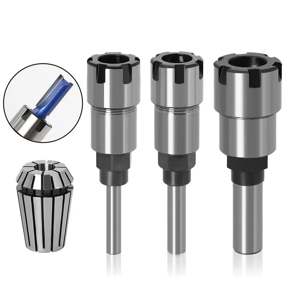 

ER16-1/4 8mm Shank ER Router Bit Extension Rod With Spring Collet Set Engraving Machine Extension Milling Cutter For Wood Tool