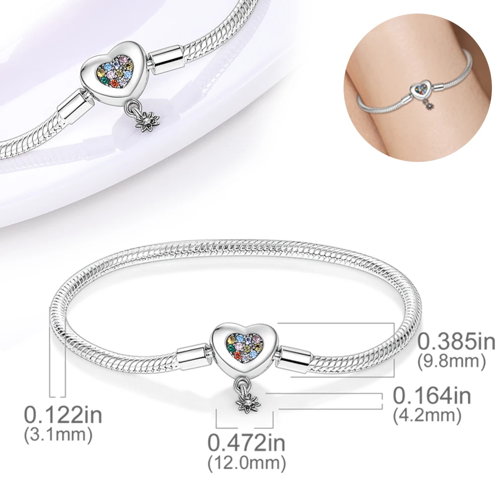 

Женский браслет из серебра 925 пробы, с подвеской в виде сердца