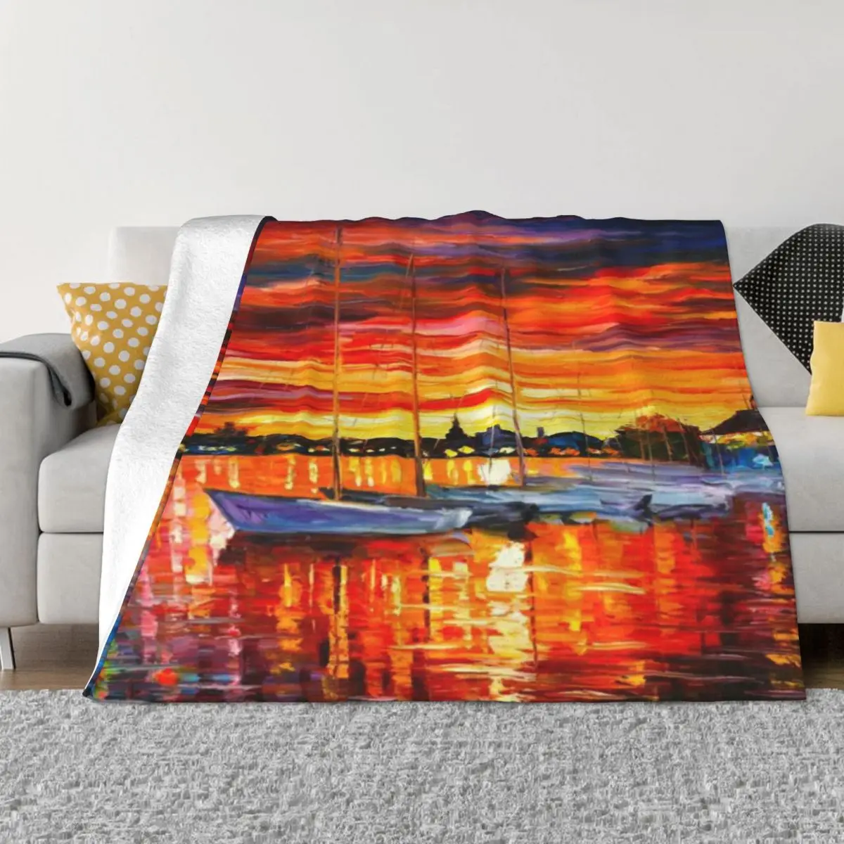 HELSINKI — SAILBOATS AT YACHT CLUB Ультрамягкое одеяло из микрофлиса Leonid Afremov