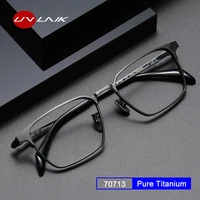 fashion square pure titanium eyeglasses frame men 2022 optical prescription glasses frame luxury brand myopia eyewear handmade