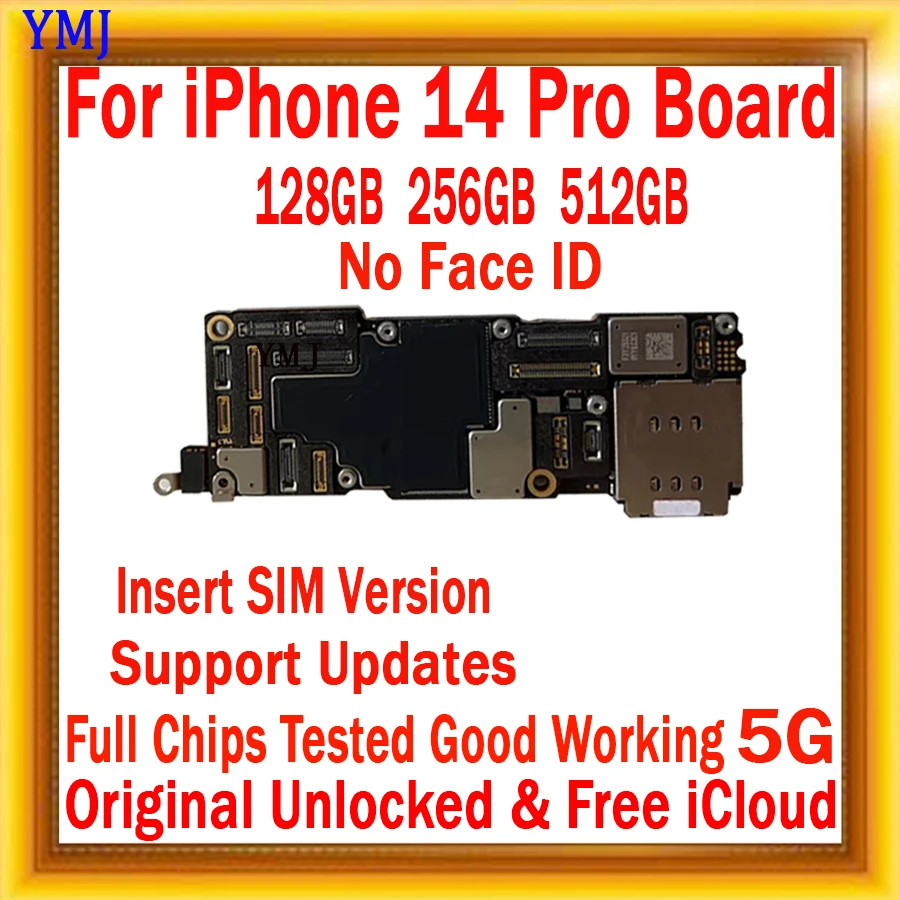 

Материнская плата для iPhone 14 Pro, оригинальная разблокированная протестированная хорошая плата 128 ГБ/256 ГБ/512 ГБ с/без Face ID, логическая плата, поддержка обновлений