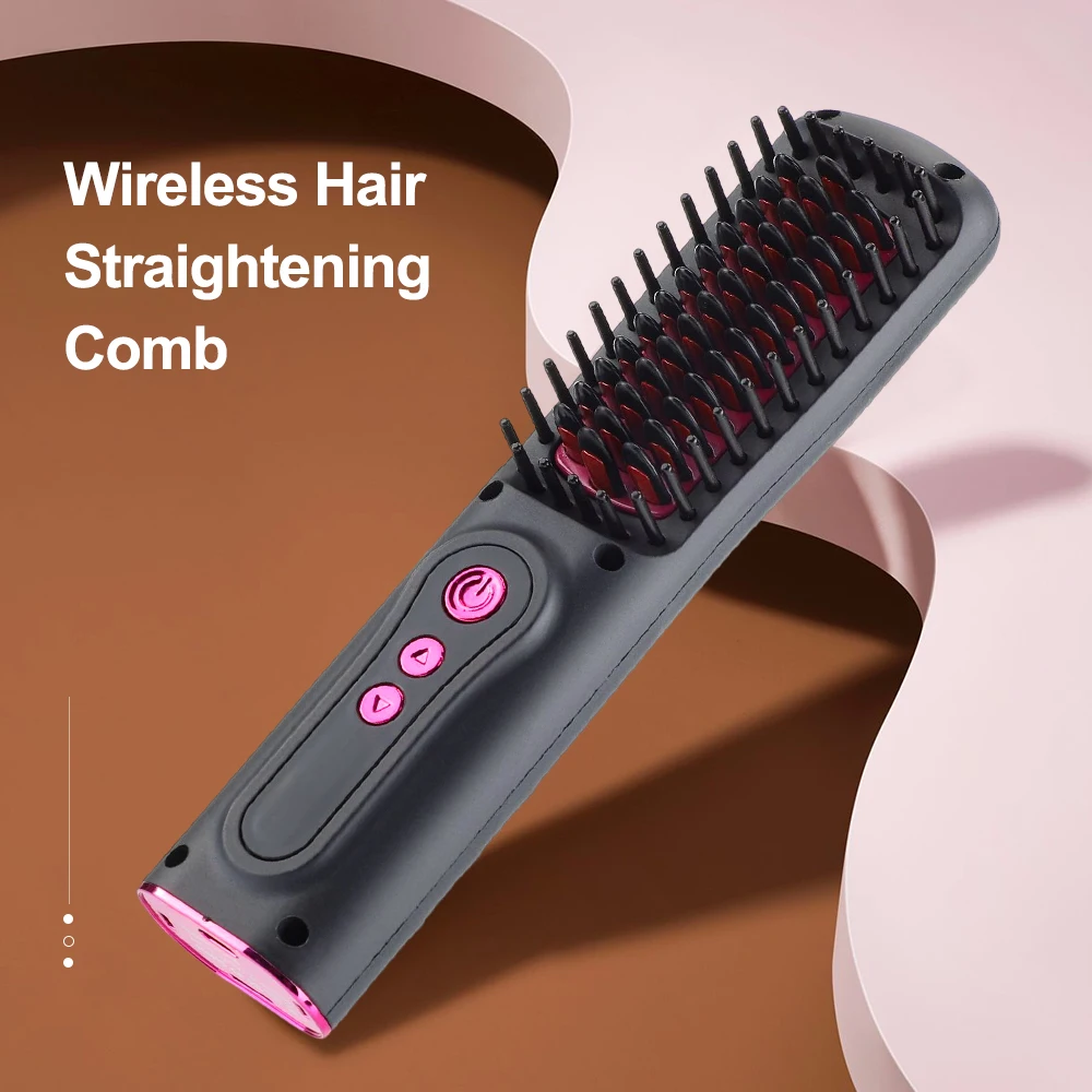 

New Fast Heating Wireless Hair Straightener Curler Comb Negative Ion Professional Straightening Curling Brush Hair Styling Tool