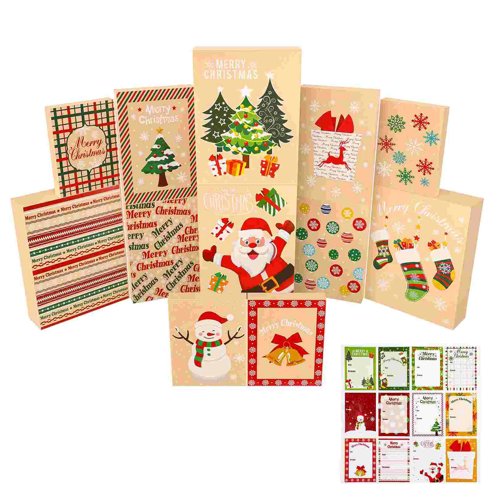 

Cabilock 12pcs Christmas Patterned Gift Wrap Boxes Clothes Presents Holder Package Boxes Holiday Treat Party Favors