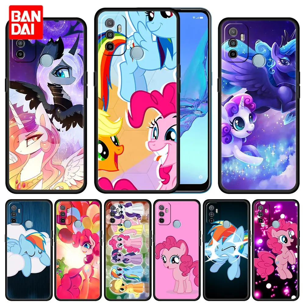 

My Little Pony Horse Color Rainbow Case for Oppo A53 A52 A3s A5s A9 A15 A31 A54 A74 A93 A94 F19 Pro 4G 2020 Silicone Black Cover