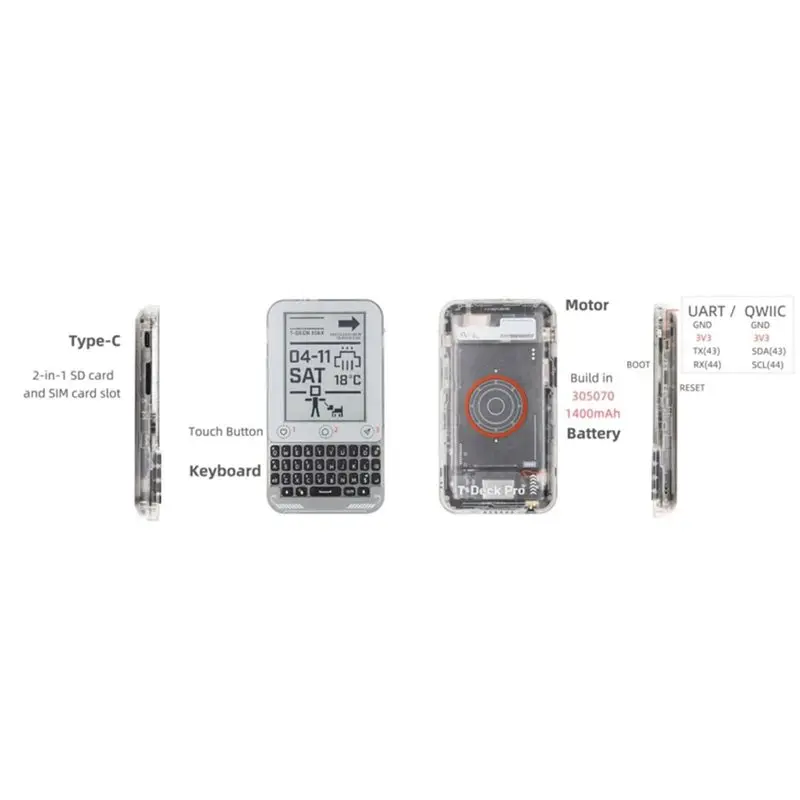 Трансивер Lora B50B-SX1262 868 МГц с сенсорным экраном T-Deck Max 3,1 дюйма (электронная бумага), с антенной, Wi-Fi 2,4 ГГц и Bl (art.: 3920db572fcfb) - 3920db572fcfb