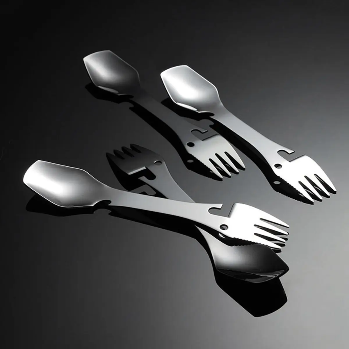 

Походная посуда из нержавеющей стали, многофункциональная ложка, вилка, посуда, нож для резки пикника, открывалка для бутылок