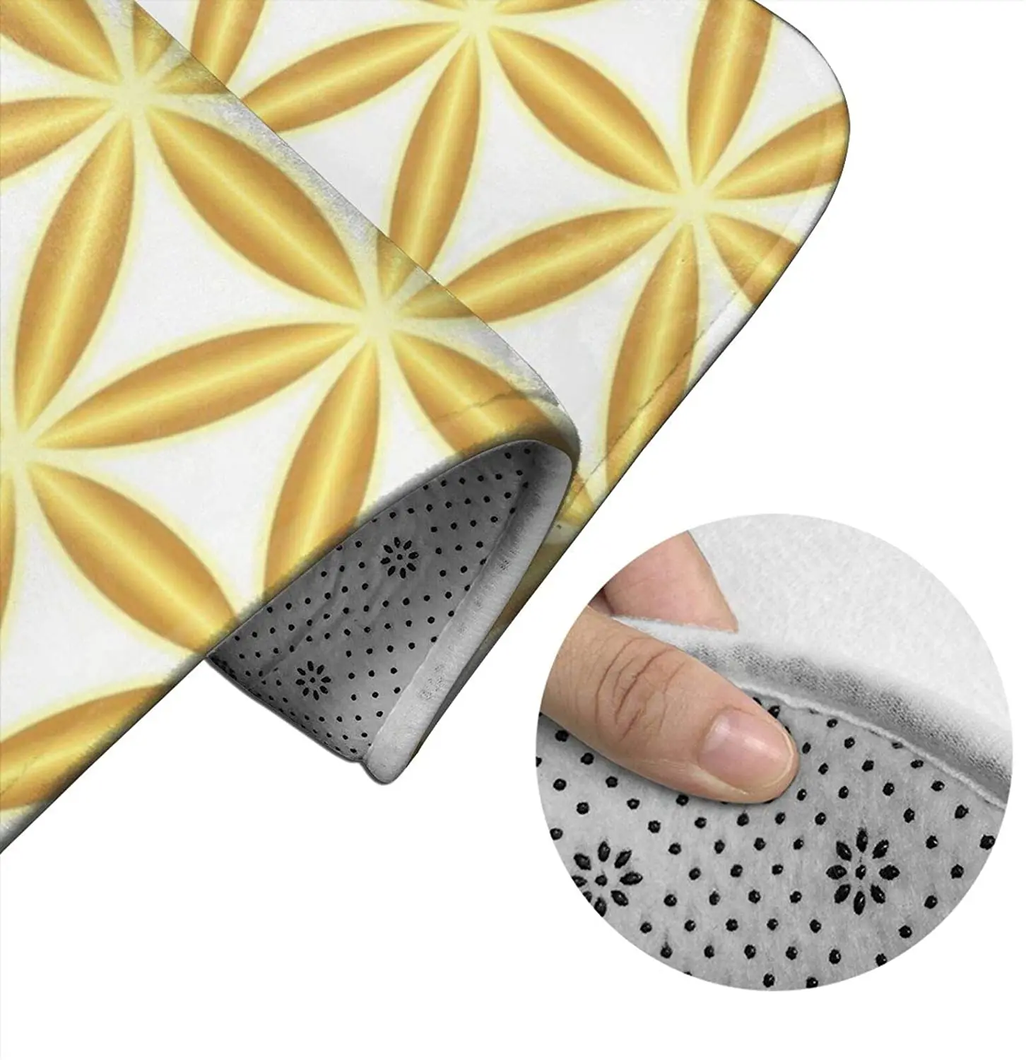 

Flower of Life Gold Art Bathroom Mat Sets 3 Piece Set Rugs Memory Foam Mat Set Toilet Seat Cover Bath mat Lid Cover