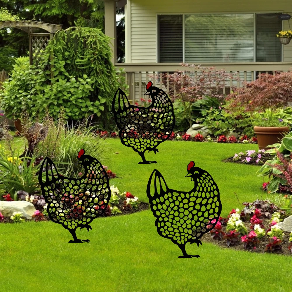 

1 Pcs Creative Acrylic Hen/Duck Outdoor Garden Lawn Yard Art Deco Statue Yard Iron Art Backyard Lawn Stakes Garden Ornaments