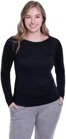 

Clothing Women's Merino Pro-Knit Wool Crew Neck Sweatshirt - Mid Weight - Wicking Breathable Anti-Odor