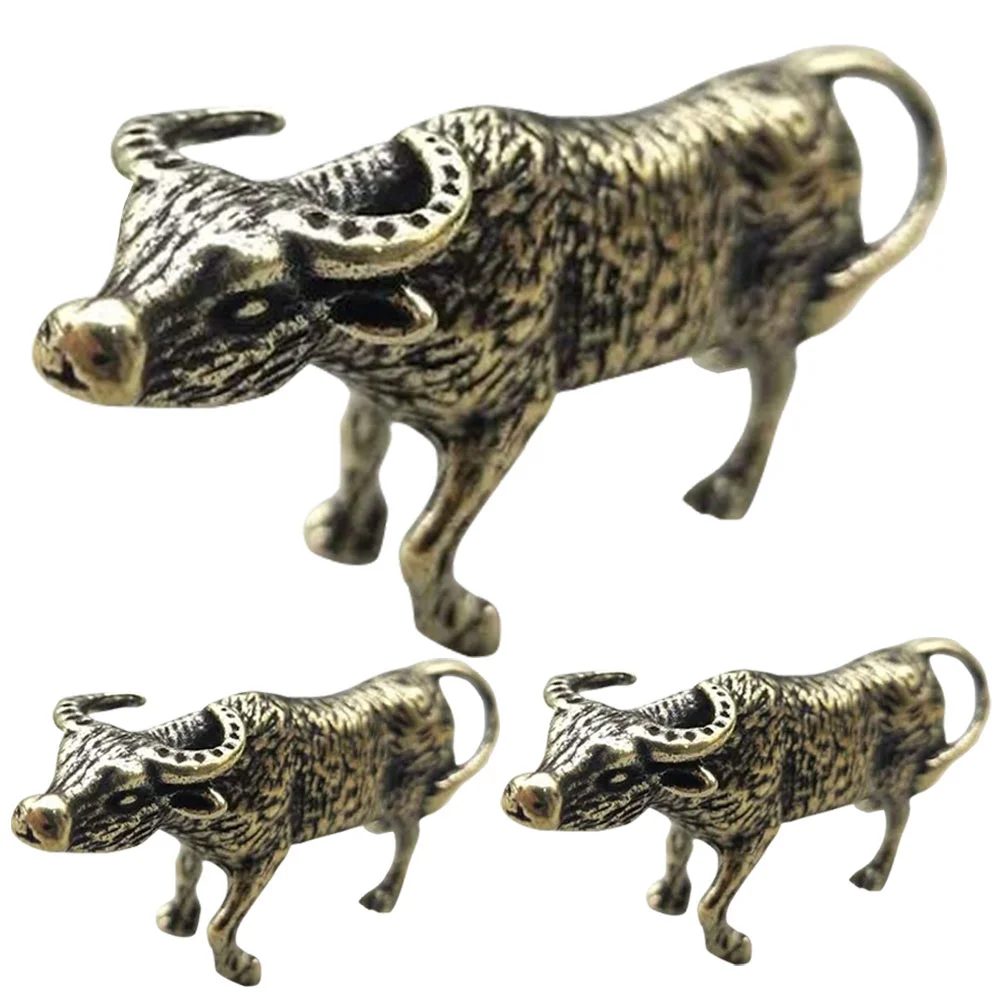 

Cattle Bull Statue Charms Ox Sculpture Pendant Chinese Figure Figurine Zodiac Mini Cow Brass Fortune Protection Lucky Charm