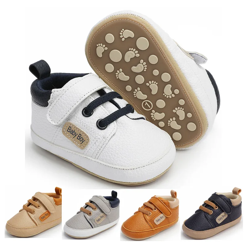 

2022 Newborn Baby Shoes Elastic Band Buckle Soft Rubber Sole Toddler Shoes Baby Sports Shoes Boys First Walkers