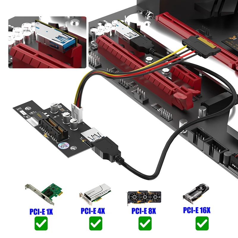 Переходная карта PCI-E PCI Express 1X на USB 3 0 кабель