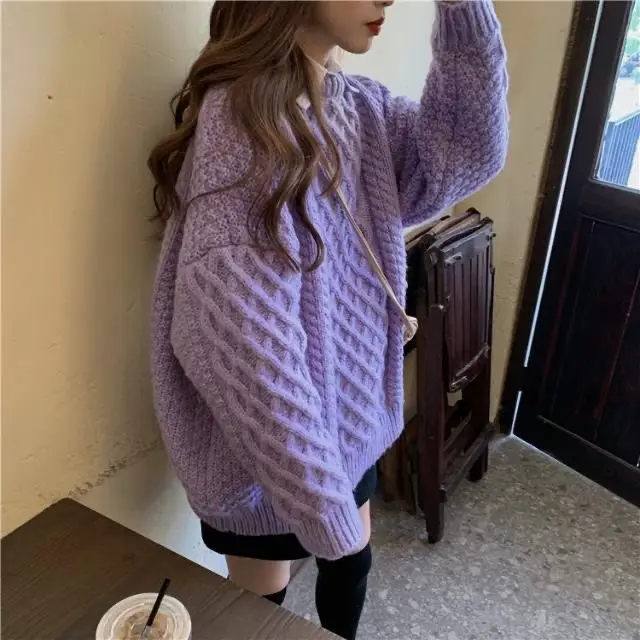 

2022 New Fashion Korean Pullover Autumn Winter Women Pullover Sweater Knitting Mock Neck Long Sleeve Warm Clothing H83