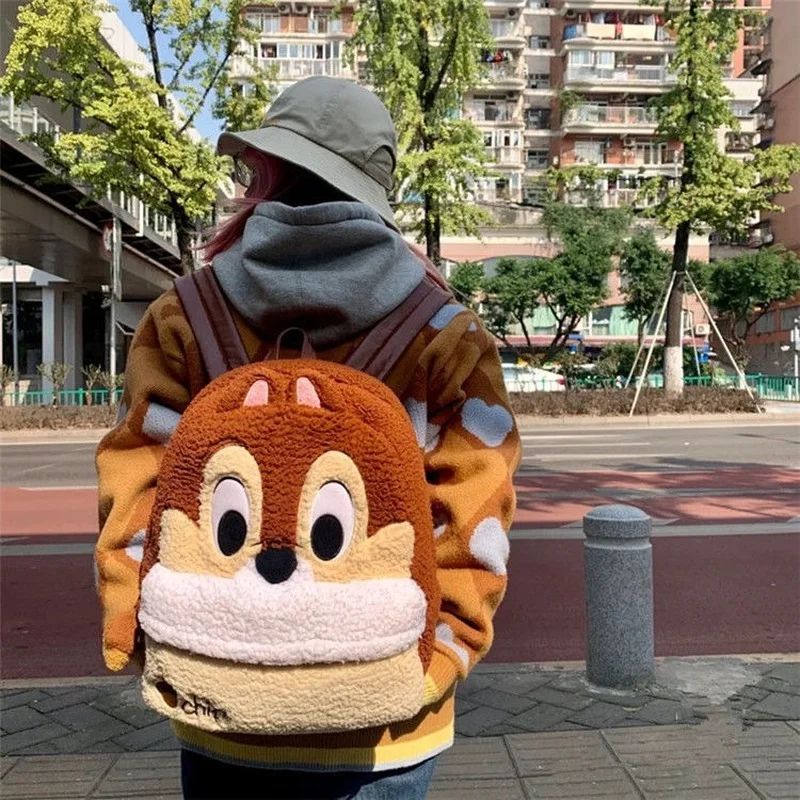 

Disney Chip 'n' Dale Embroidered Backpack Cute Cartoon Chipmunk Plush Student School Bag 2022 Fashion Casual Boy Girl Bag Gift