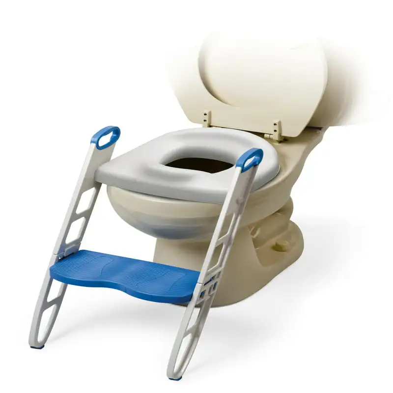 Helper Padded Potty Seat with BUILT in ladder non-slip step stool; Cushie Step Up Potty Seat