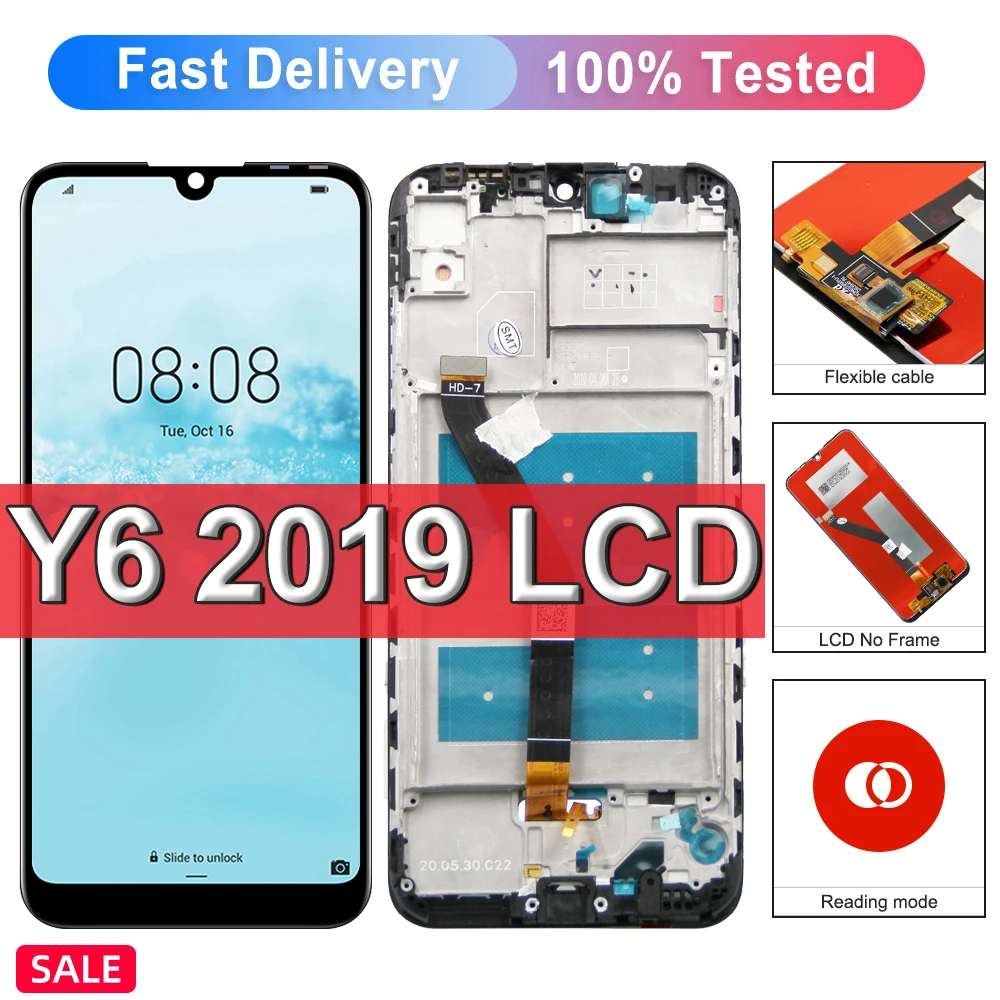 

6.09" Original For Huawei Y6 2019 LCD Display Touch Screen Replacement with Frame,For Huawei Y6 Prime 2019 MRD-LX1F LX1 LX3 LCD