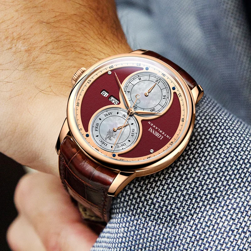 

Men's Watches Mechanical Automatic Date Sapphire Wristwatch LOBINNI Brand