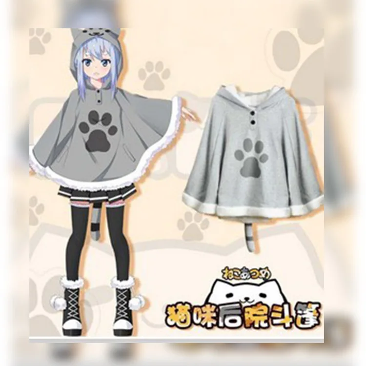 

Anime Neko Atsume Cute Cat Backyard Anime Kawaii Warm Cartoon Cloak Sweater Hooded Coat Capes Cosplay Props Christmas Gifts New