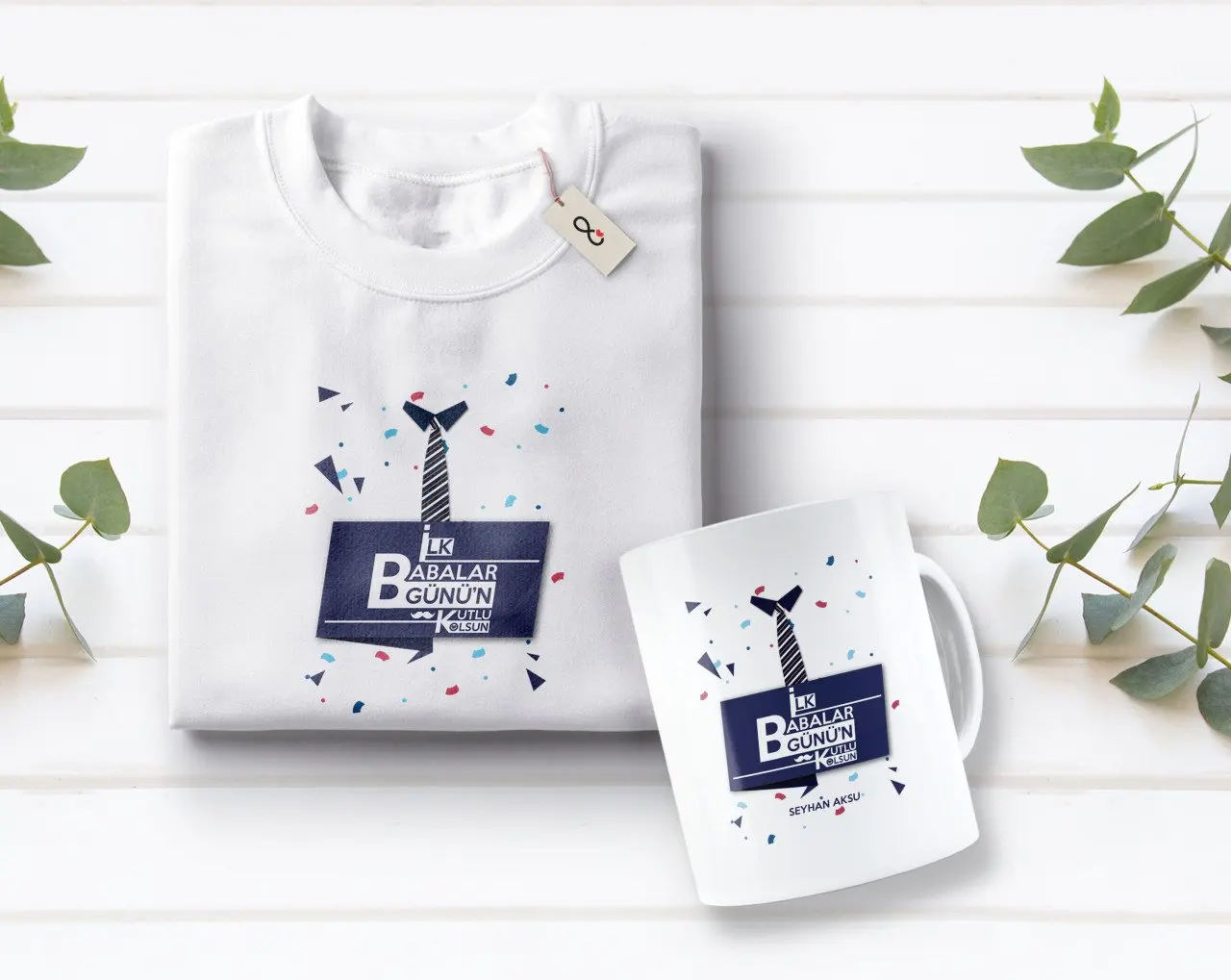 

Персонализированные первое Father 'S Day дизайн белая футболка и кружка Seti-1