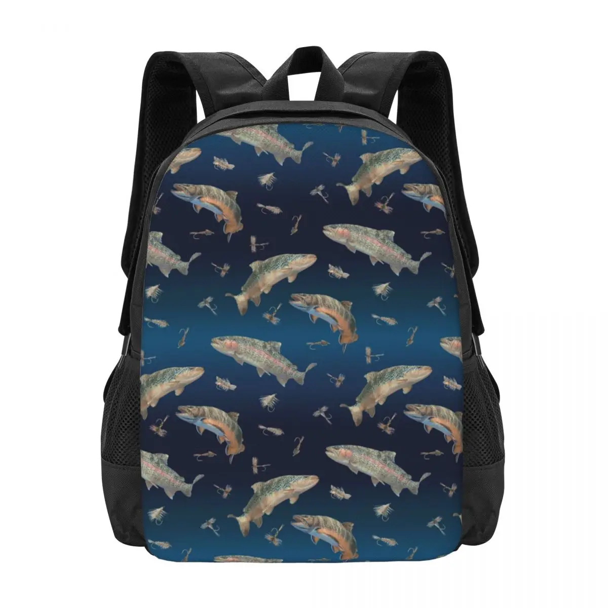 

Fish Swimming Simple Stylish Student Schoolbag Waterproof Large Capacity Casual Backpack Travel Laptop Rucksack