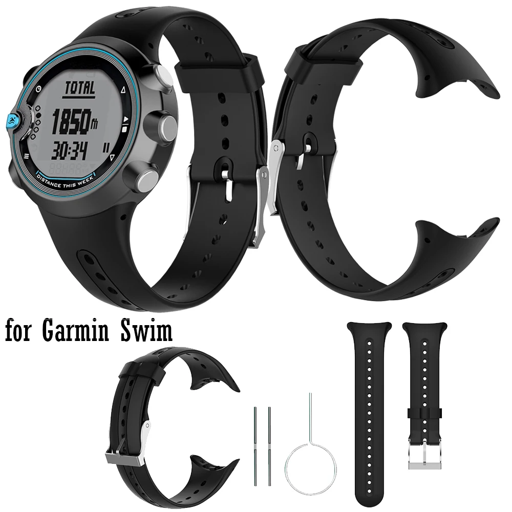 

WatchBand Strap For Garmin Swim Sport Silicone Wristband Replacement Band Bracelet WatchStrap with Tools